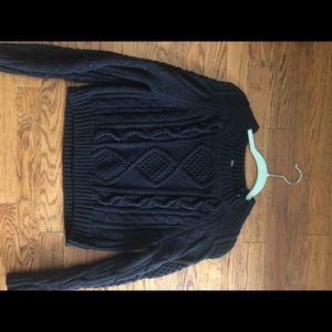 Black Slightly Cropped Cable Knit Sweater Francesca’s